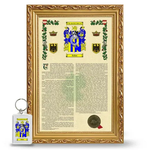 Rohne Framed Armorial History and Keychain - Gold