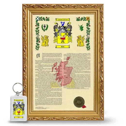 Rois Framed Armorial History and Keychain - Gold