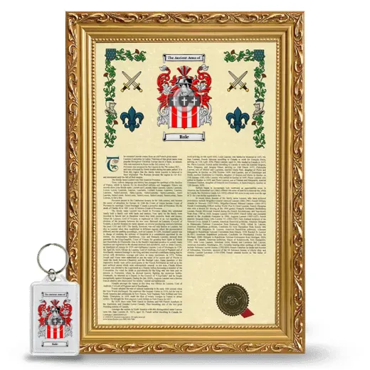 Role Framed Armorial History and Keychain - Gold