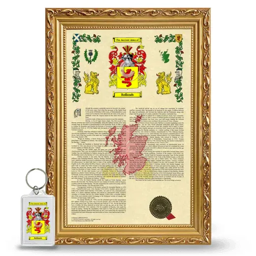 Rollands Framed Armorial History and Keychain - Gold