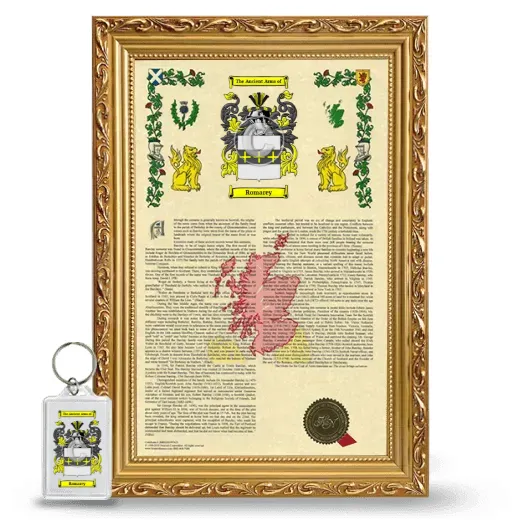 Romarey Framed Armorial History and Keychain - Gold