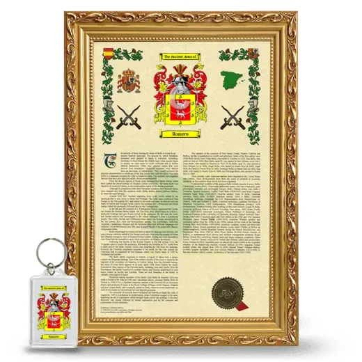 Romero Framed Armorial History and Keychain - Gold