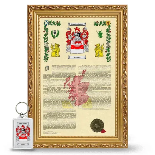 Roomer Framed Armorial History and Keychain - Gold