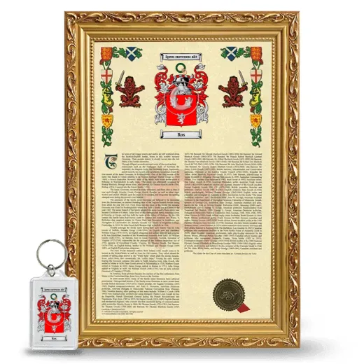 Ros Framed Armorial History and Keychain - Gold
