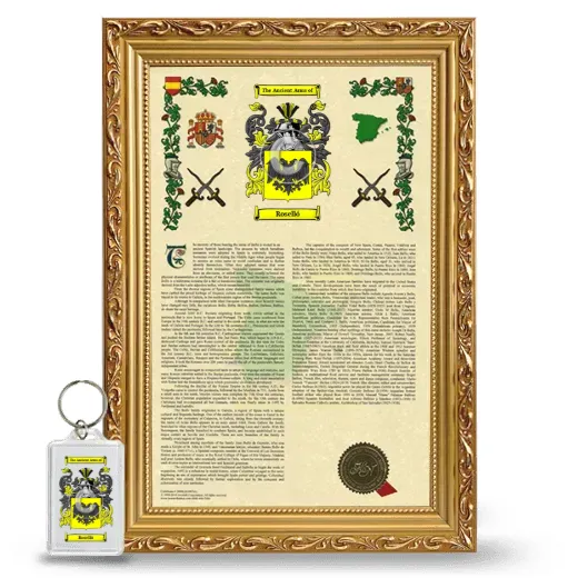 Roselló Framed Armorial History and Keychain - Gold