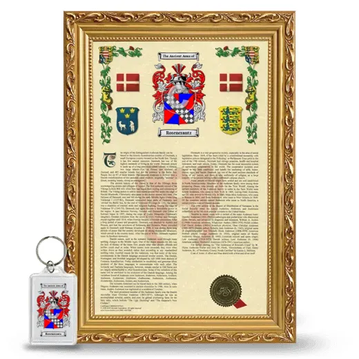 Rosencrantz Framed Armorial History and Keychain - Gold