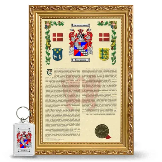 Rosenkranz Framed Armorial History and Keychain - Gold