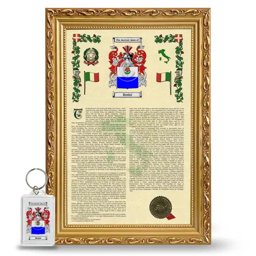 Rosini Framed Armorial History and Keychain - Gold