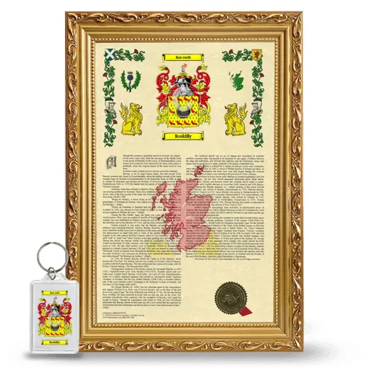 Roskilly Framed Armorial History and Keychain - Gold