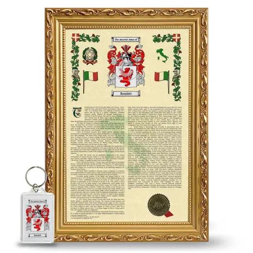 Rossitti Framed Armorial History and Keychain - Gold