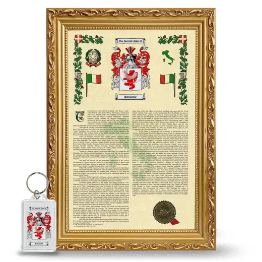 Rossone Framed Armorial History and Keychain - Gold