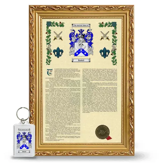 Rostal Framed Armorial History and Keychain - Gold