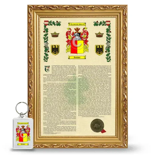 Rounar Framed Armorial History and Keychain - Gold
