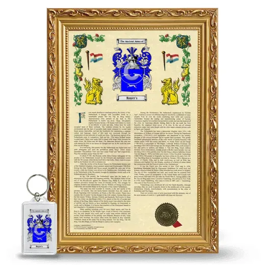 Royer's Framed Armorial History and Keychain - Gold