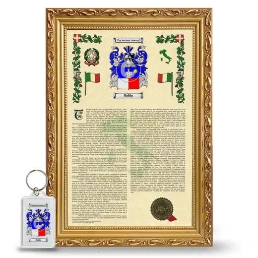 Rubin Framed Armorial History and Keychain - Gold