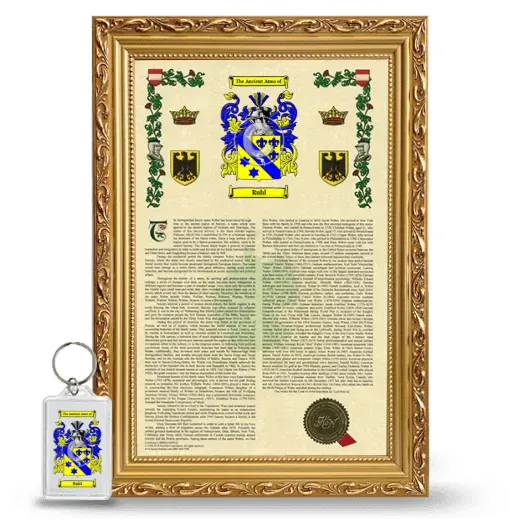 Ruhl Framed Armorial History and Keychain - Gold