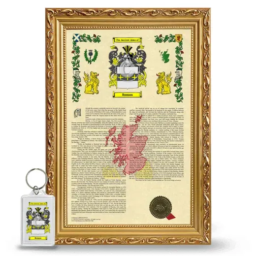 Ruman Framed Armorial History and Keychain - Gold