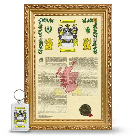Rumens Framed Armorial History and Keychain - Gold