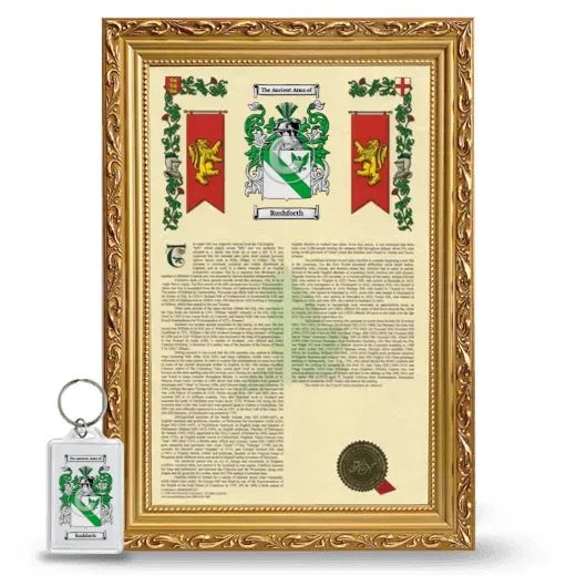 Rushforth Framed Armorial History and Keychain - Gold