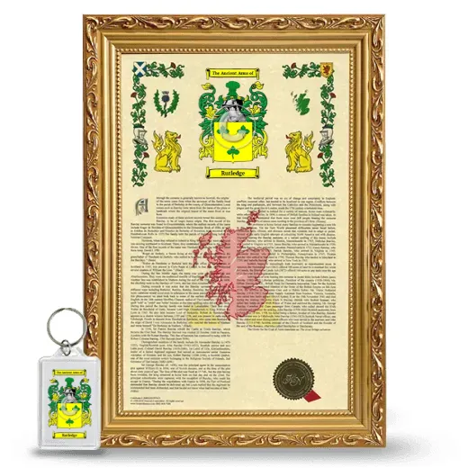 Rutledge Framed Armorial History and Keychain - Gold