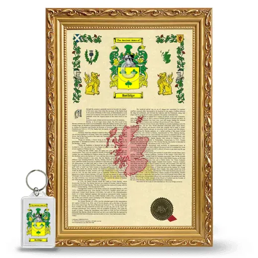 Rutlidge Framed Armorial History and Keychain - Gold