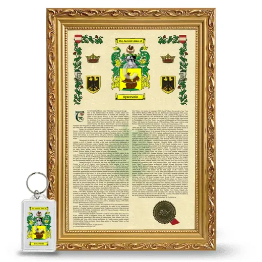 Ryszewski Framed Armorial History and Keychain - Gold