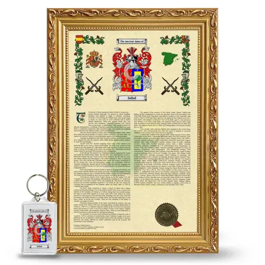 Sabol Framed Armorial History and Keychain - Gold