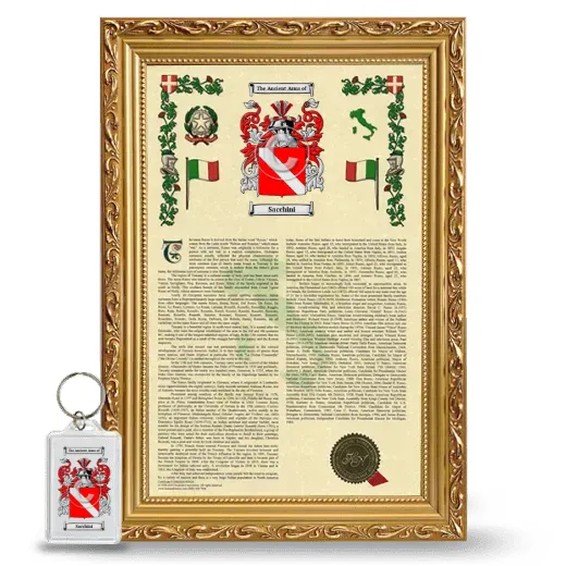 Sacchini Framed Armorial History and Keychain - Gold