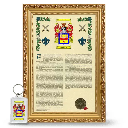 Saint-cyr Framed Armorial History and Keychain - Gold
