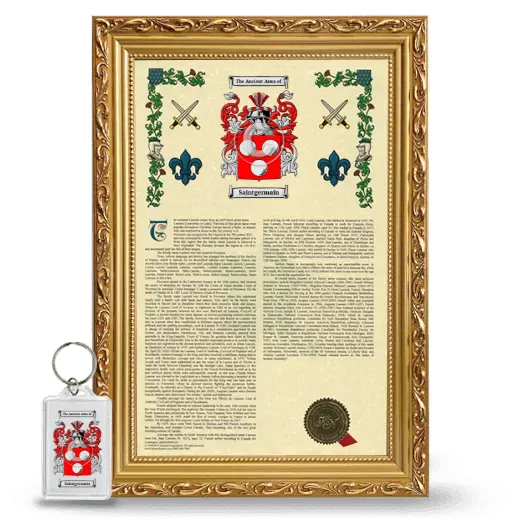 Saintgermain Framed Armorial History and Keychain - Gold