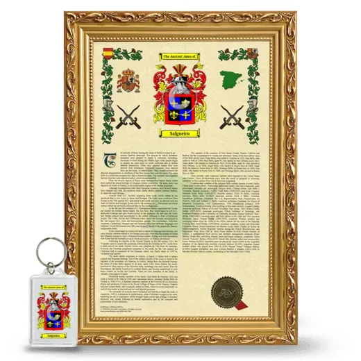 Salgueiro Framed Armorial History and Keychain - Gold