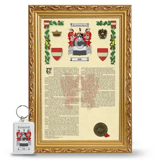 Salz Framed Armorial History and Keychain - Gold