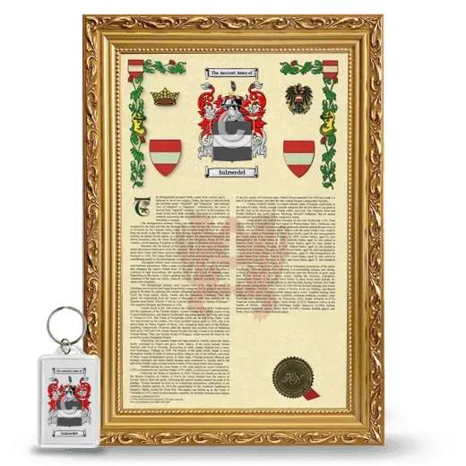 Salzwedel Framed Armorial History and Keychain - Gold