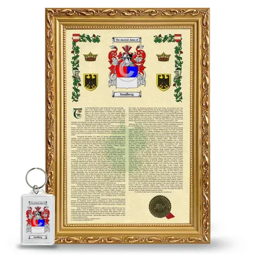 Sandberg Framed Armorial History and Keychain - Gold