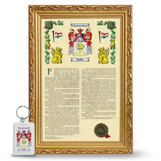 Sanders Framed Armorial History and Keychain - Gold