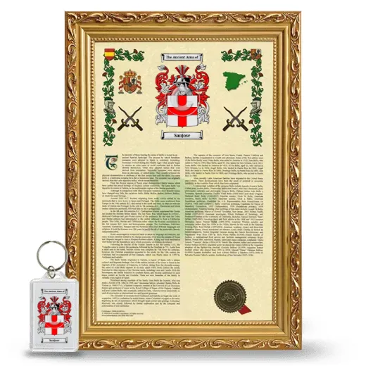 Sanjose Framed Armorial History and Keychain - Gold