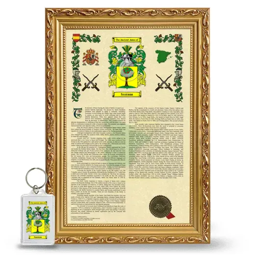 Santana Framed Armorial History and Keychain - Gold