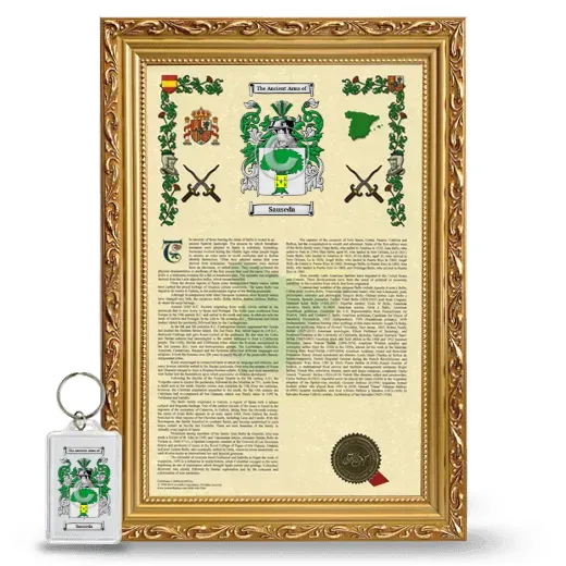 Sauseda Framed Armorial History and Keychain - Gold