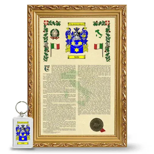 Savio Framed Armorial History and Keychain - Gold