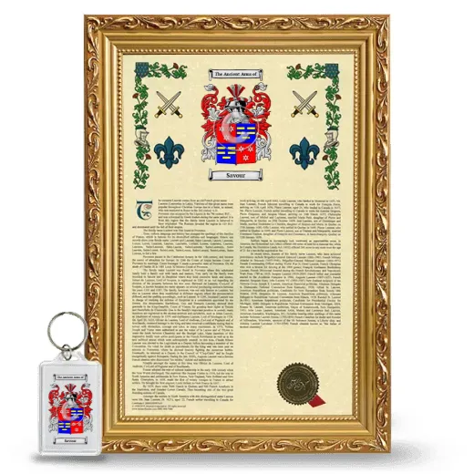 Savour Framed Armorial History and Keychain - Gold