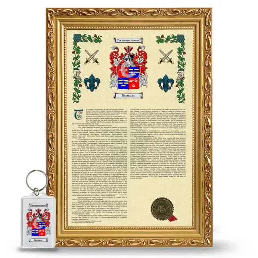 Savourat Framed Armorial History and Keychain - Gold