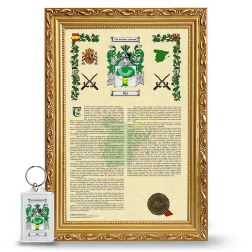 Saz Framed Armorial History and Keychain - Gold