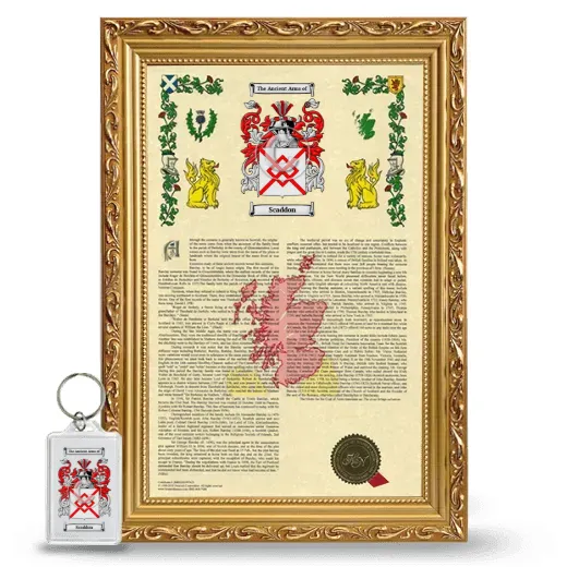 Scaddon Framed Armorial History and Keychain - Gold