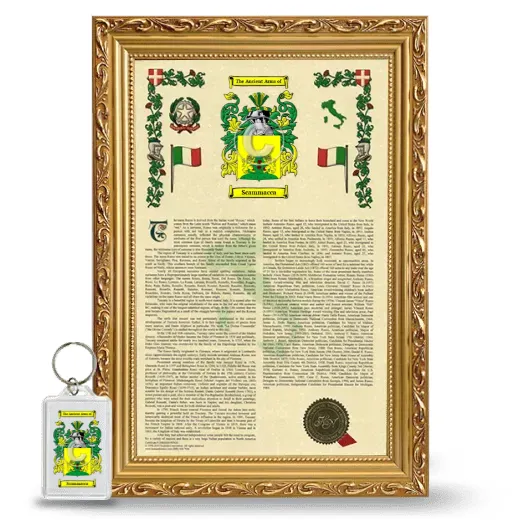 Scammacca Framed Armorial History and Keychain - Gold