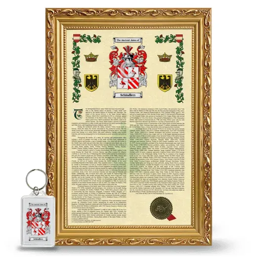 Schindlers Framed Armorial History and Keychain - Gold