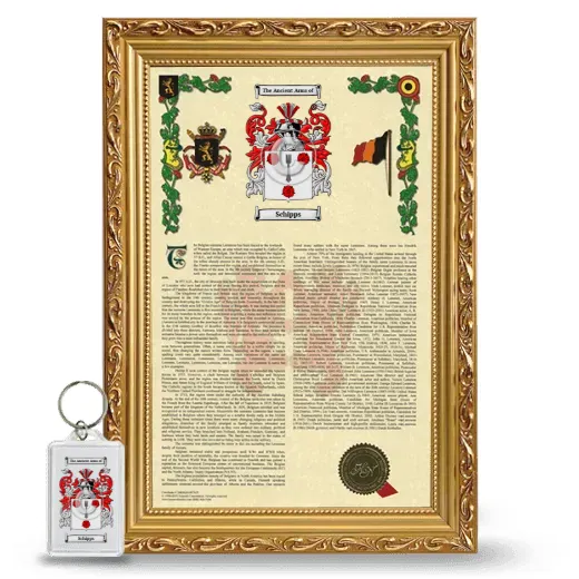 Schipps Framed Armorial History and Keychain - Gold