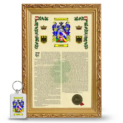 Schleifer Framed Armorial History and Keychain - Gold