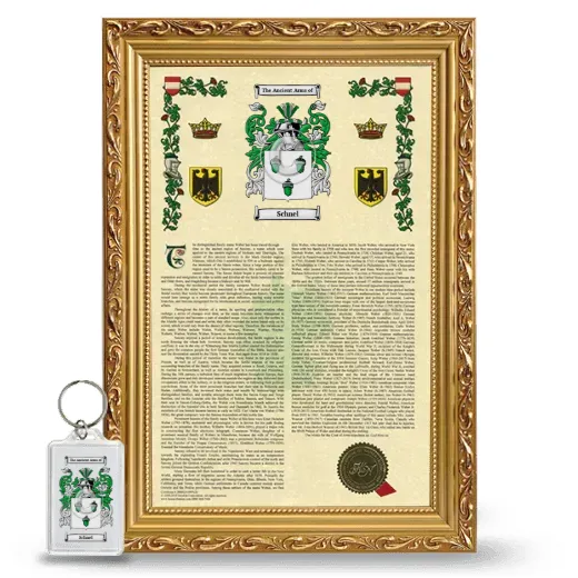 Schnel Framed Armorial History and Keychain - Gold