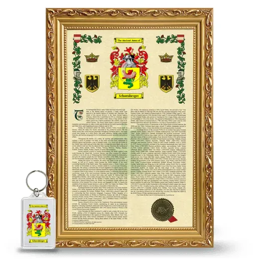 Schoenberger Framed Armorial History and Keychain - Gold