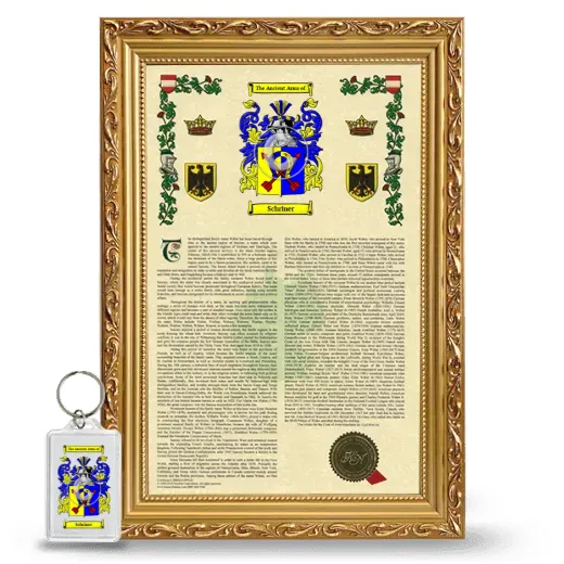 Schriner Framed Armorial History and Keychain - Gold